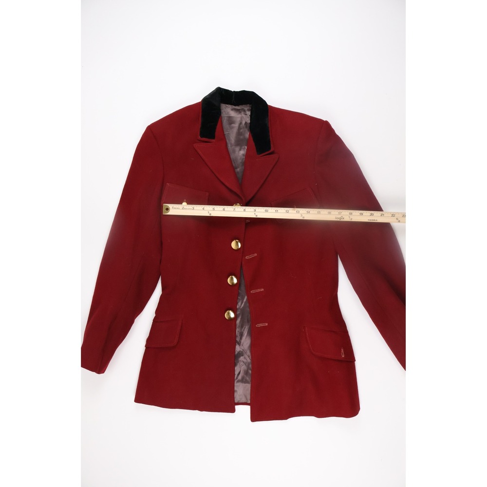 Vintage Womens Blazer Equestrian Riding Jacket Red Solid Wool Excellent - Picture 3 of 4